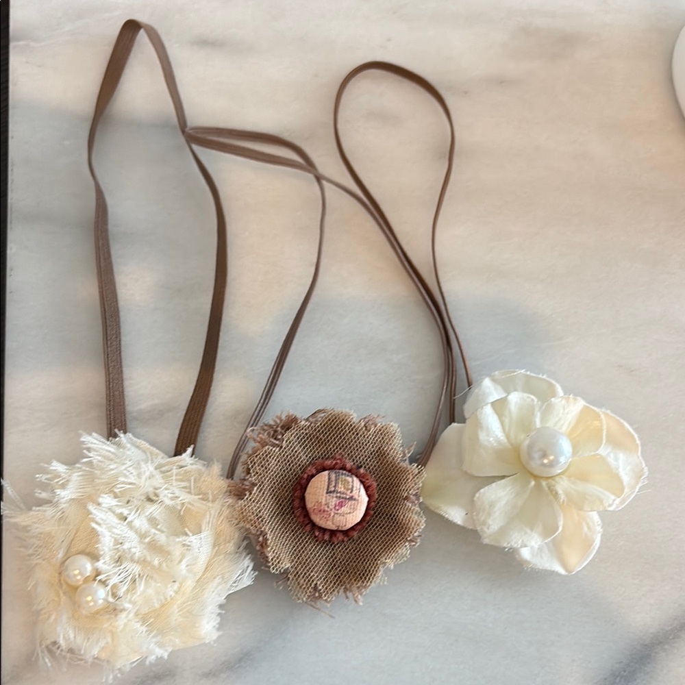 Rustic Cream and Brown Floral Hair Accessories